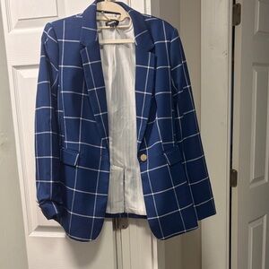 DKNY Navy Blue Windowpane Blazer
